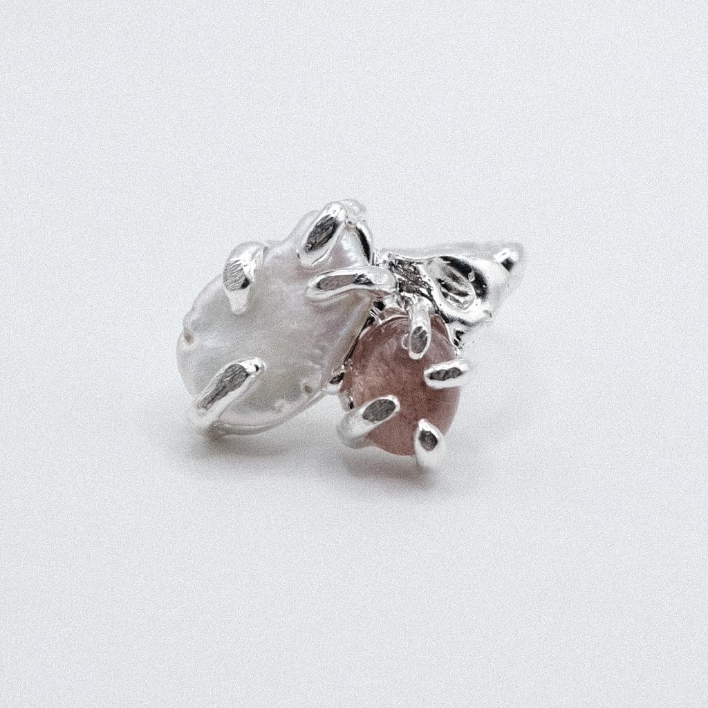 Кольцо с кварцем и жемчугом