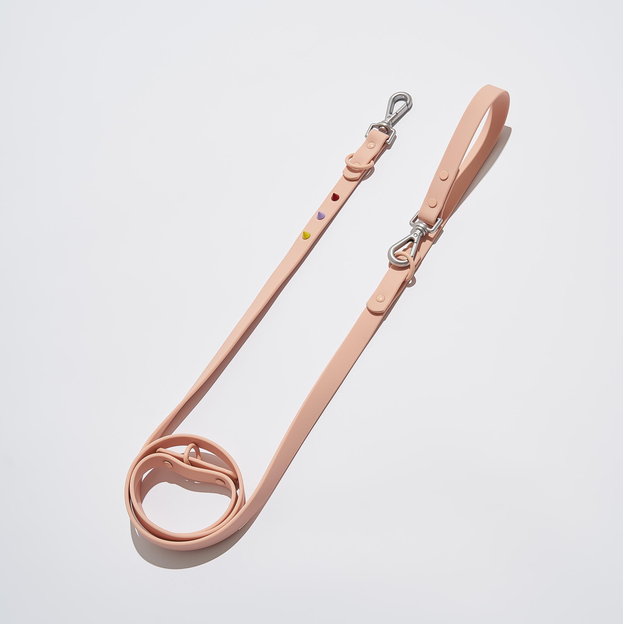 Бежевый поводок для собак из биотана с декоративными шипами