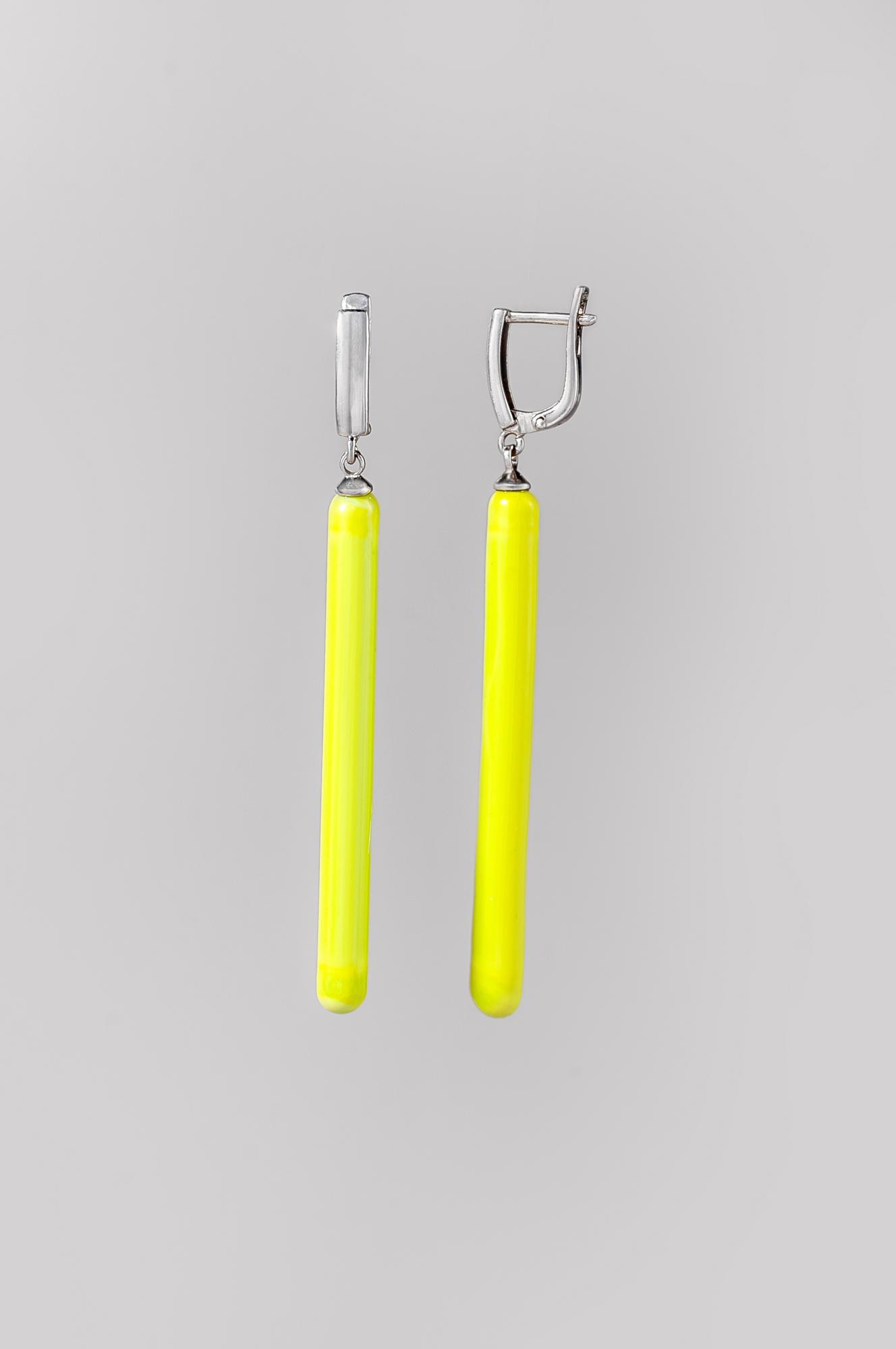 Серьги "Палочки" зеленое яблоко 6см