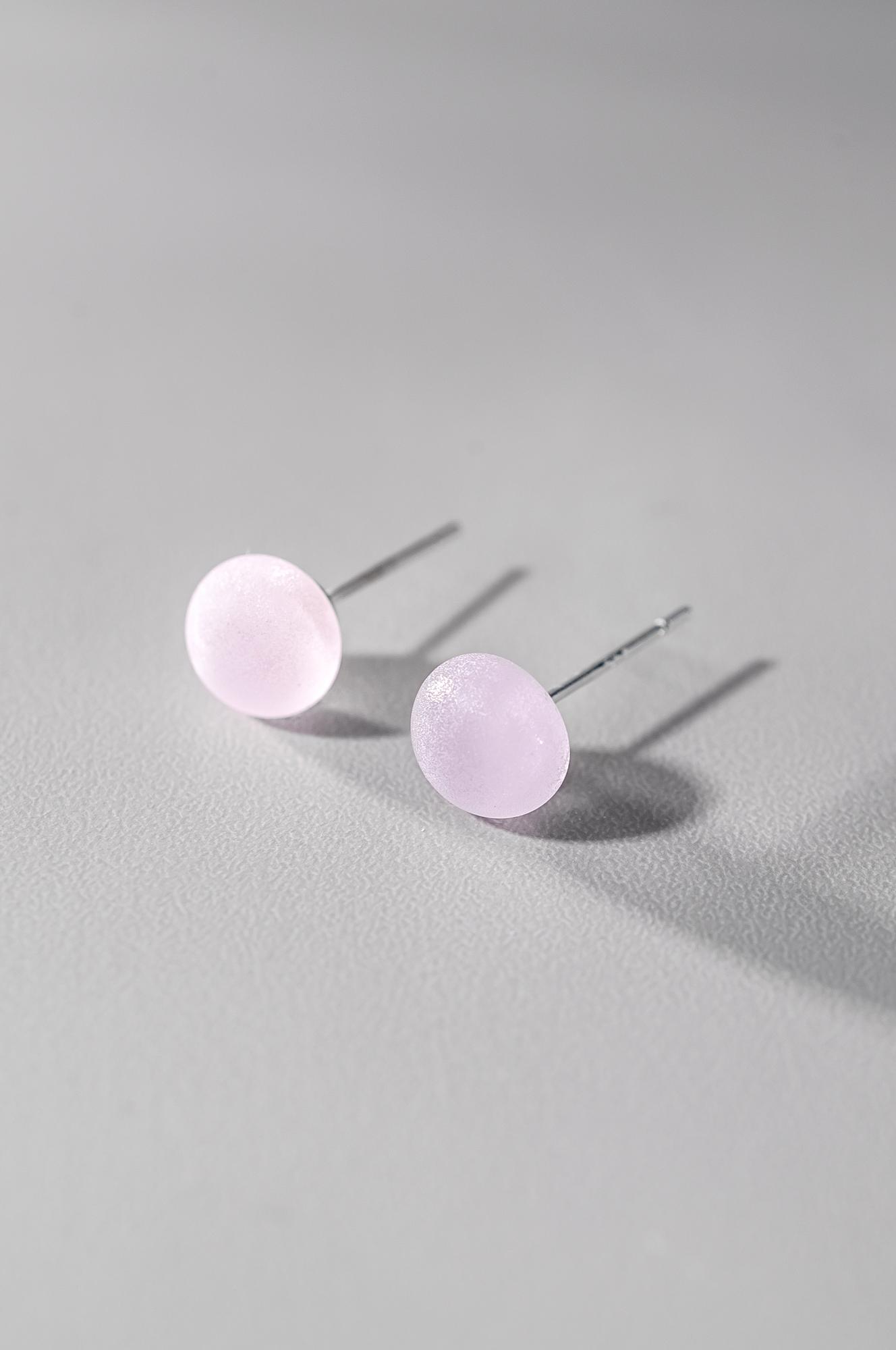 Пусеты "Матовые" /цвет розовый кварц