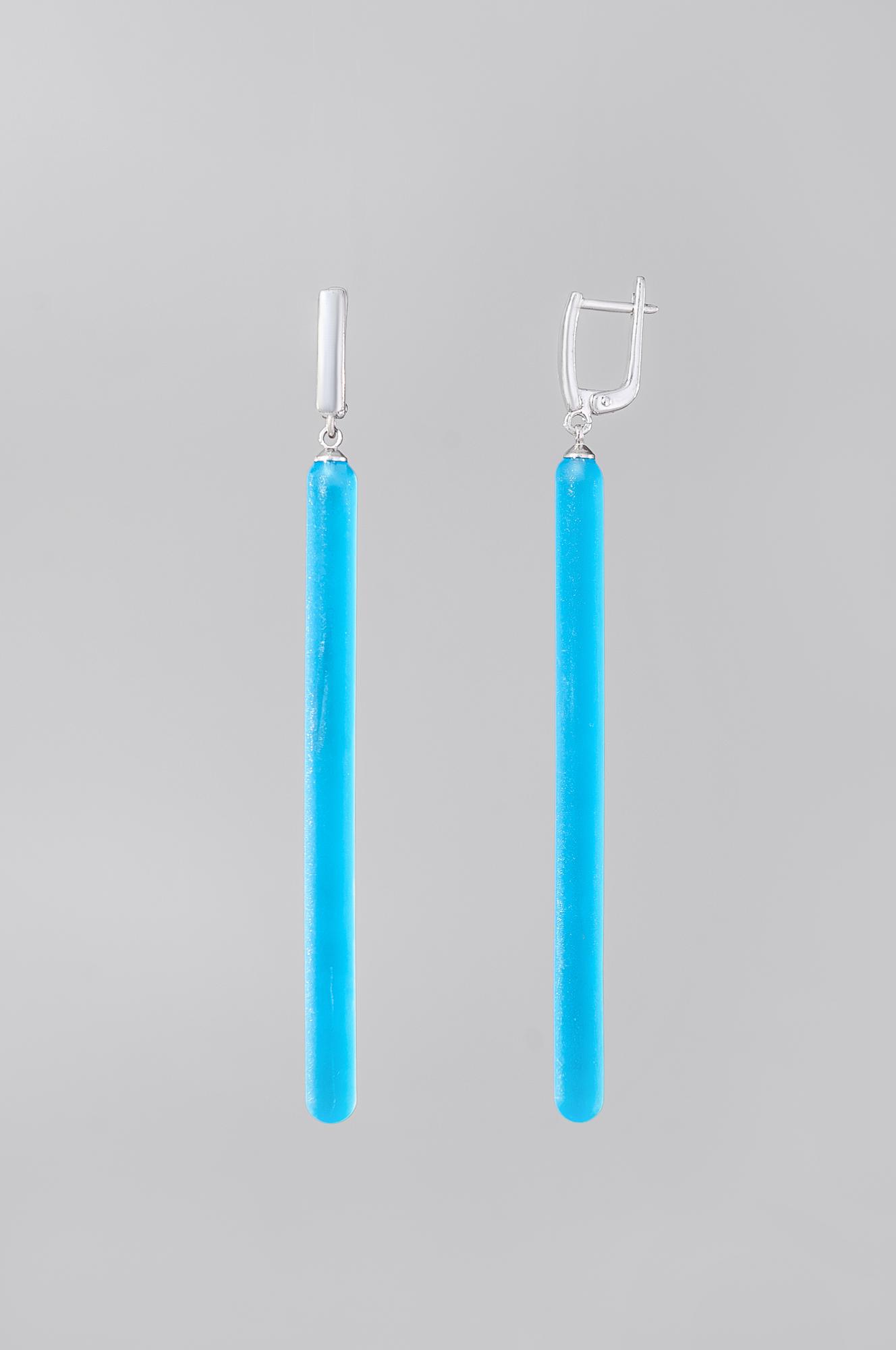 Серьги "Палочки" 8см /цвет матовый голубой
