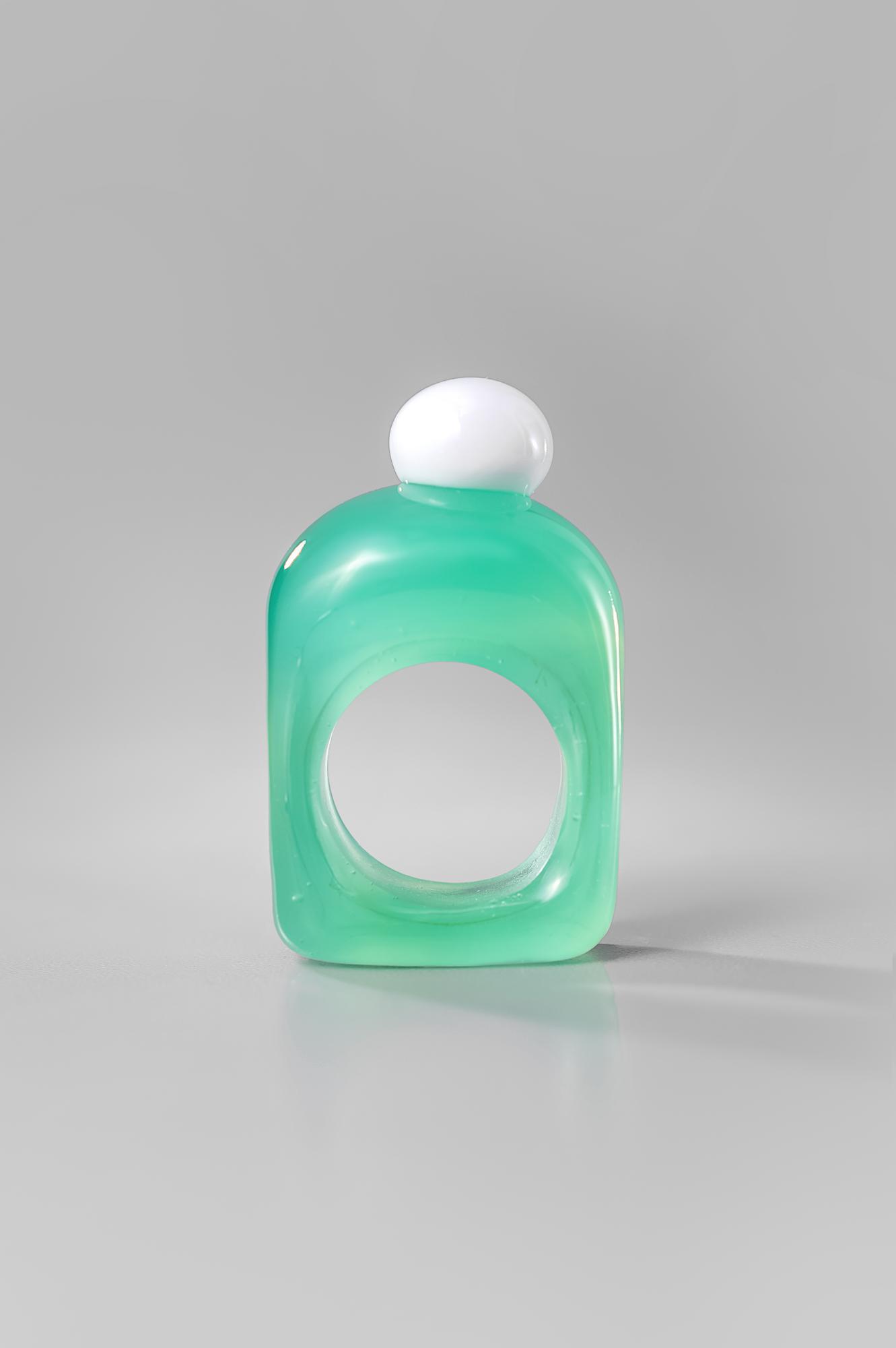 Кольцо "Конфета" / цвет ментоловый желейный с белой пимпой