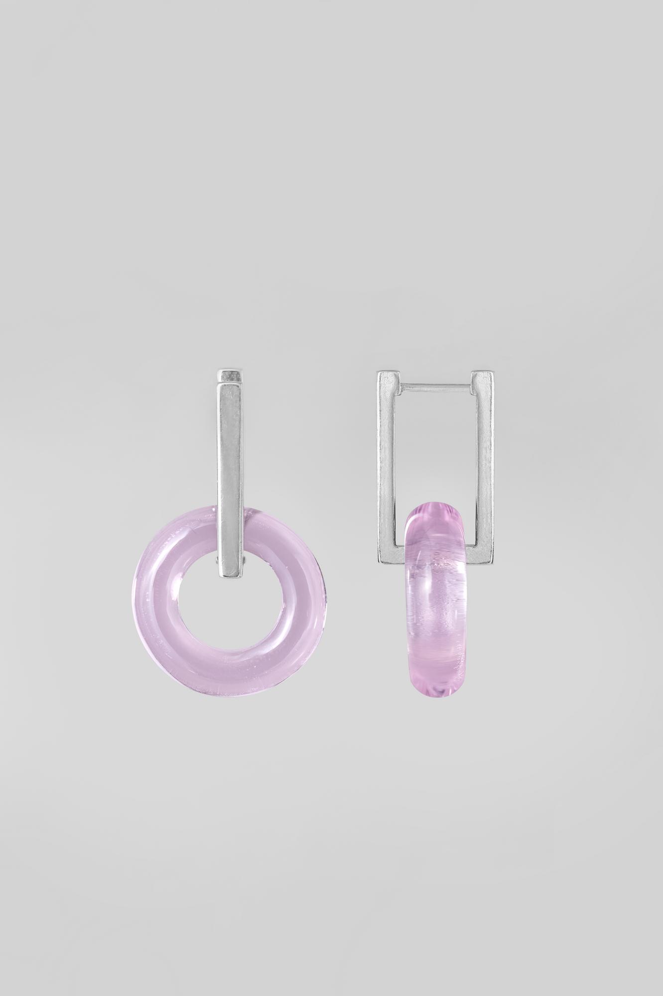 Серьги "Бублики" /цвет розовый кварц