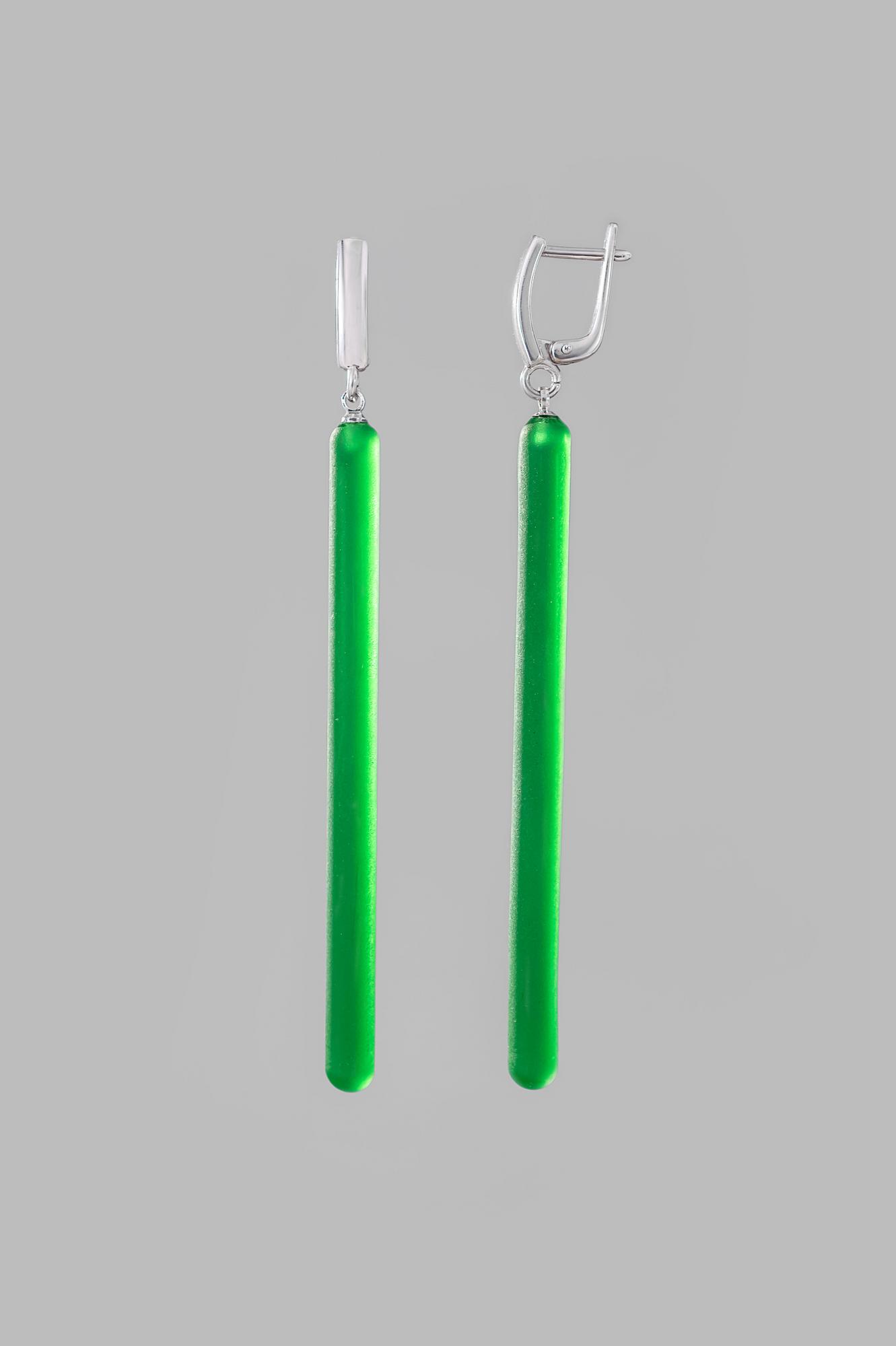 Серьги "Палочки" 8 см /цвет туманная тайга