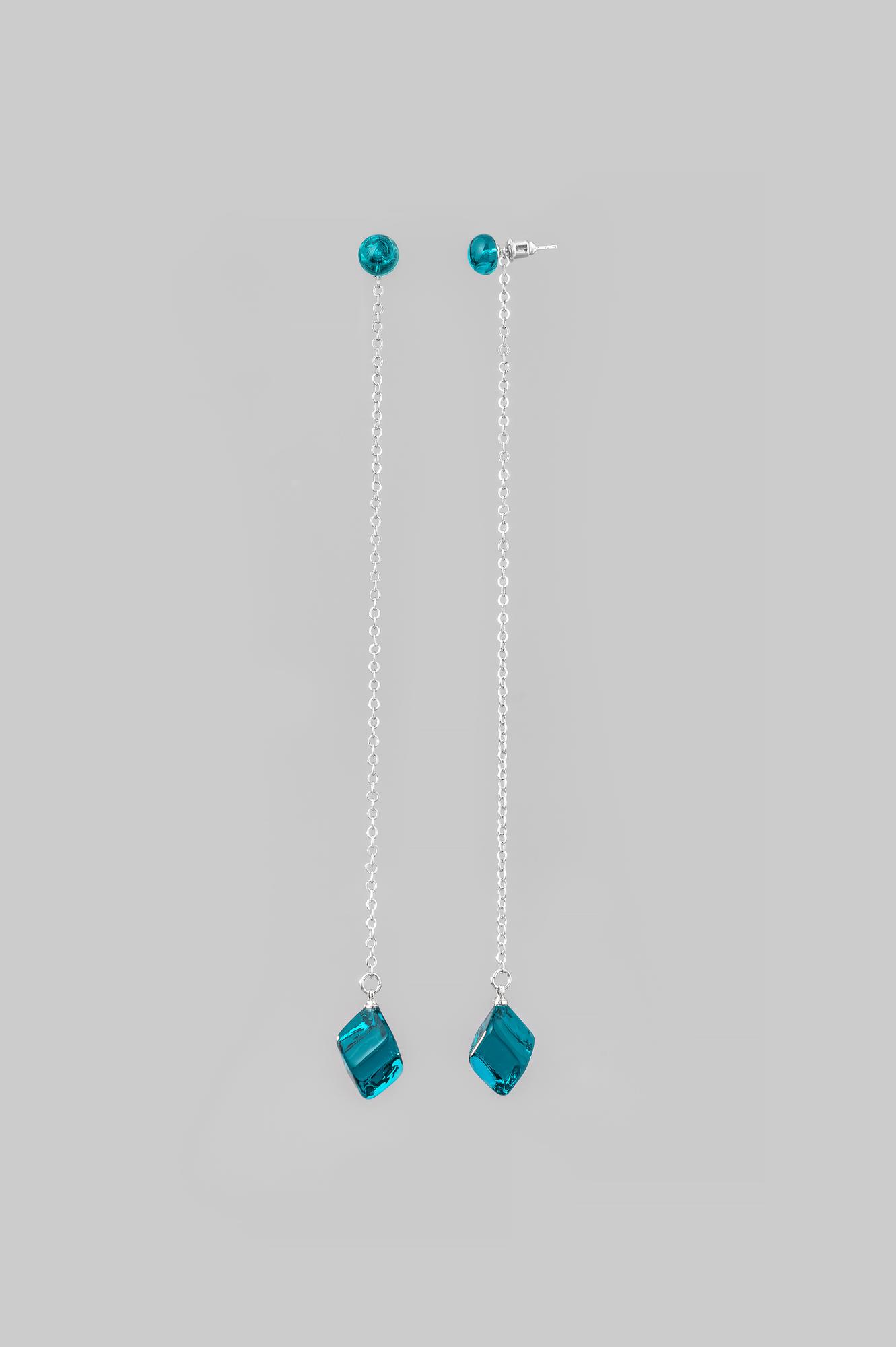 Серьги "Ромбики" / цвет морская волна