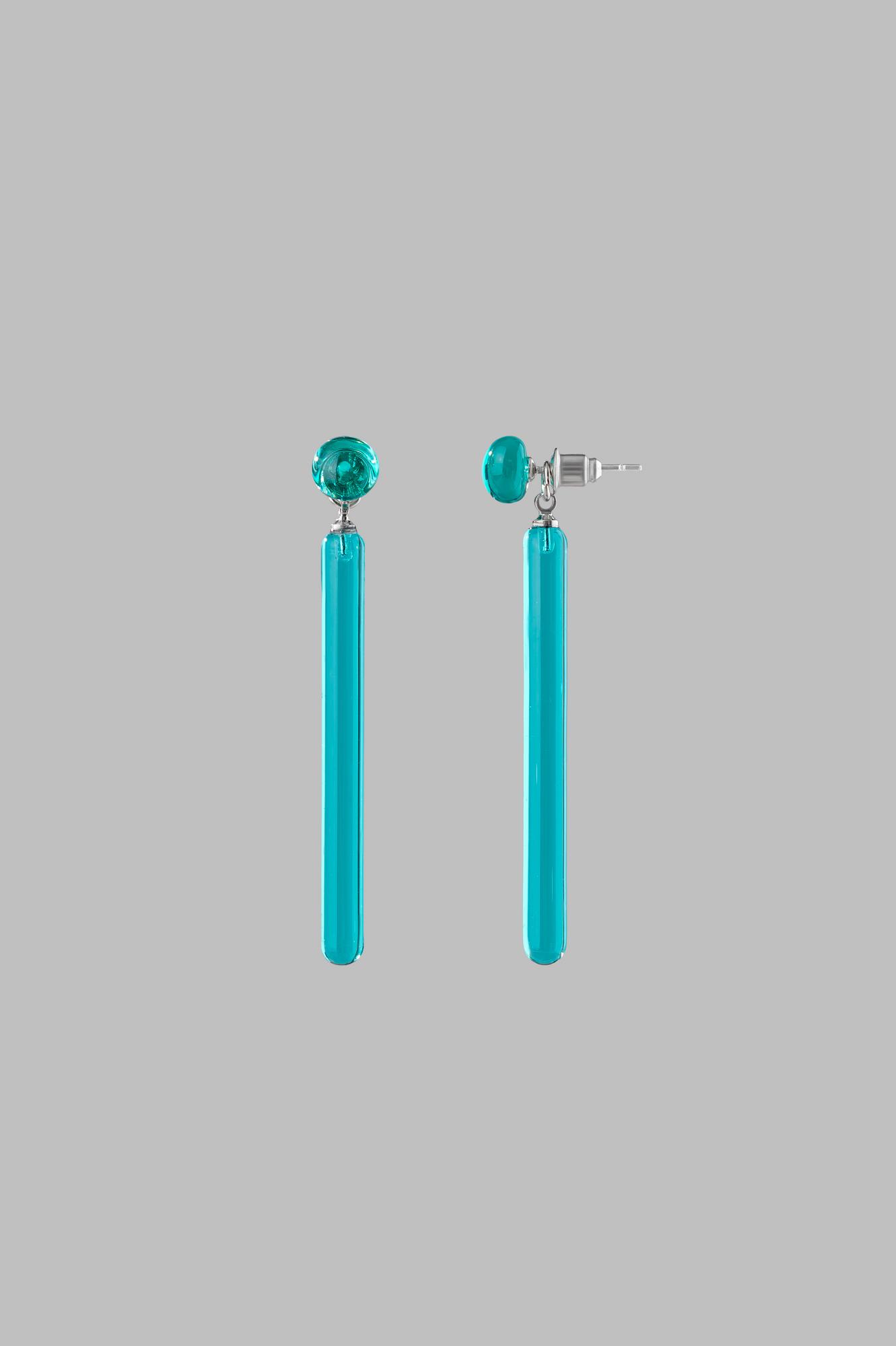 Серьги "Палочки" 5 см /цвет морская волна