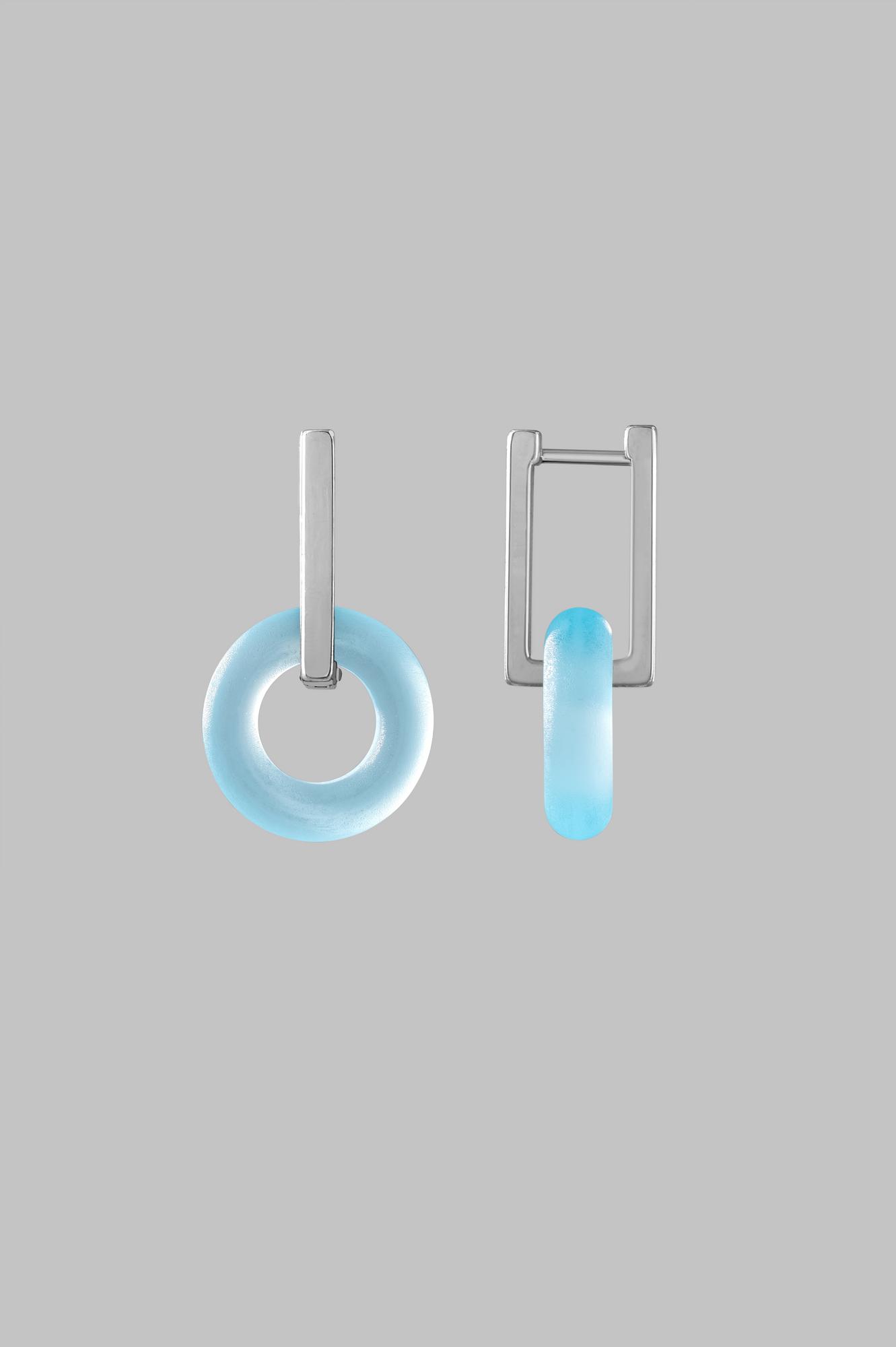 Серьги "Бублики" /цвет матовый голубой
