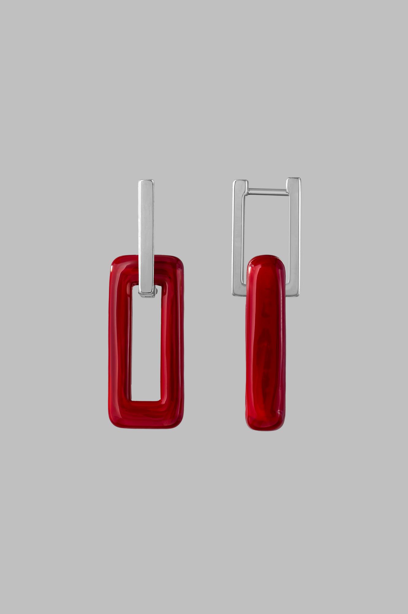 Серьги "Цепи" 4 см /цвет красный