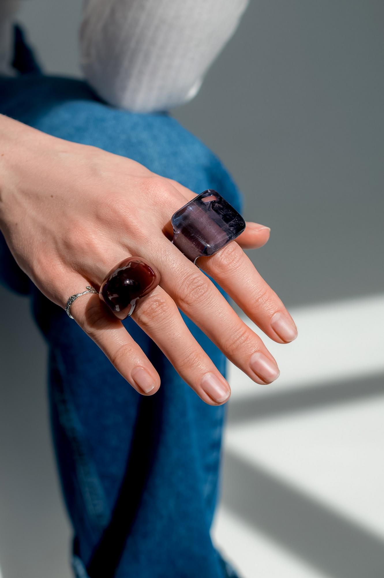 Кольцо "Лед Байкала" / цвет розовый туман