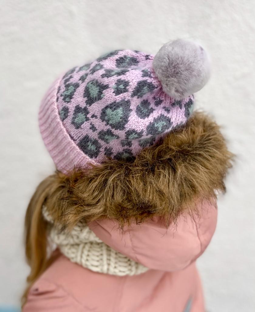 Описание спицами Шапочка с принтом