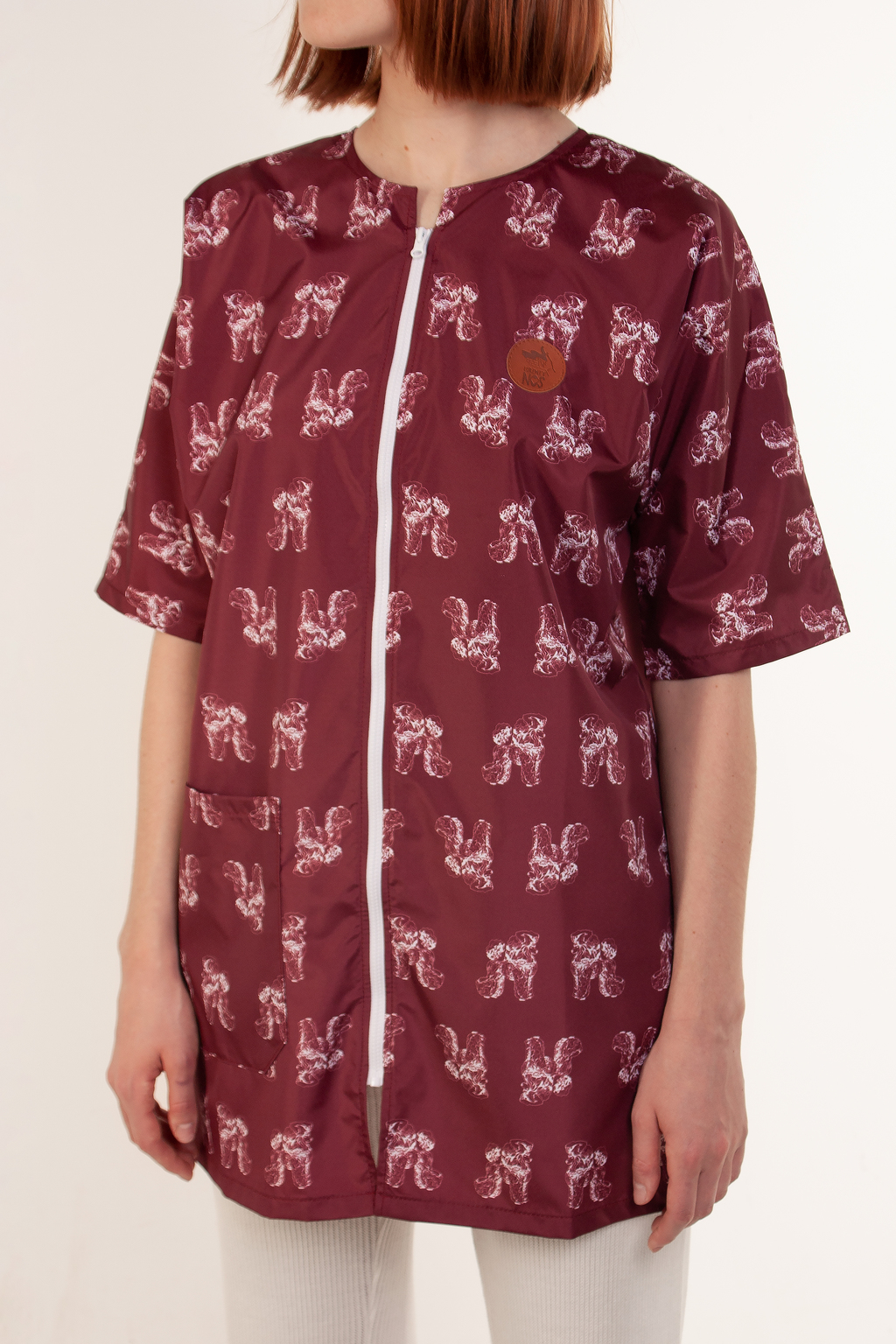 Блуза для грумера "Пудель", бордовая