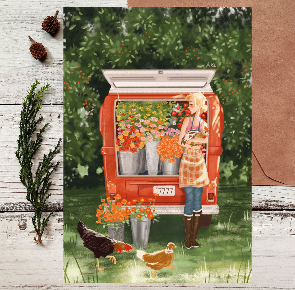 Почтовая открытка "Цветочная лавка"