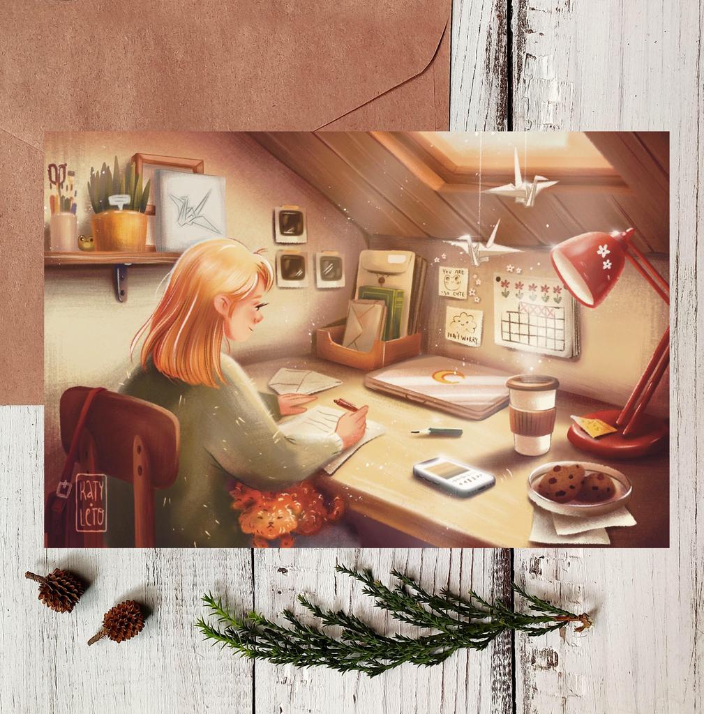 Почтовая открытка "Письмо другу"