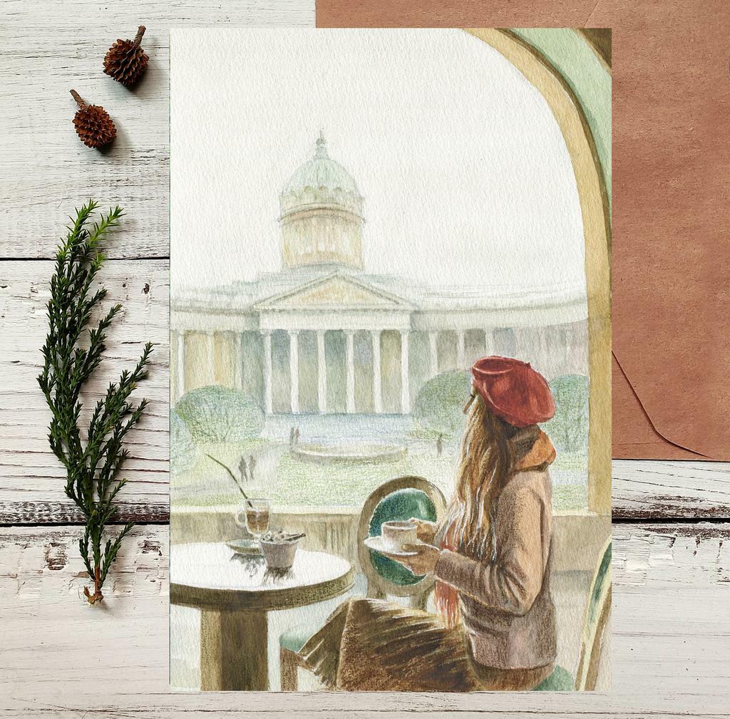 Почтовая открытка "В кофейне"