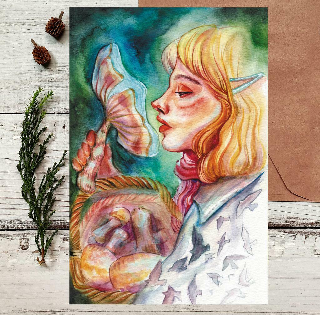 Почтовая открытка "Лукошко"