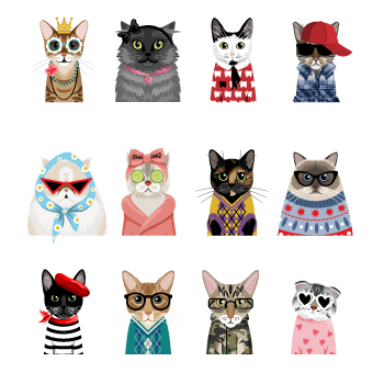 Конструктор для забавного портрета котов в костюме