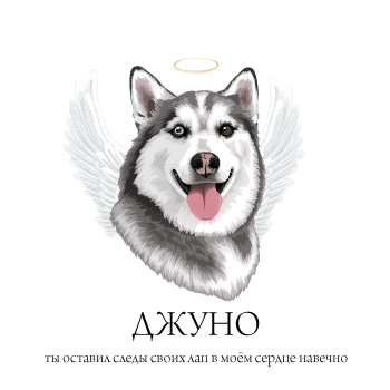 Памятный портрет собаки с крыльями ангела