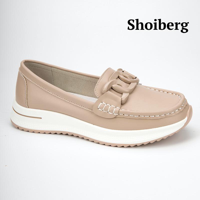 Лоферы женские светло коричневые Shoiberg