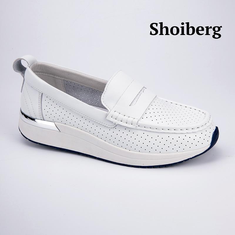 Лоферы женские белые Shoiberg