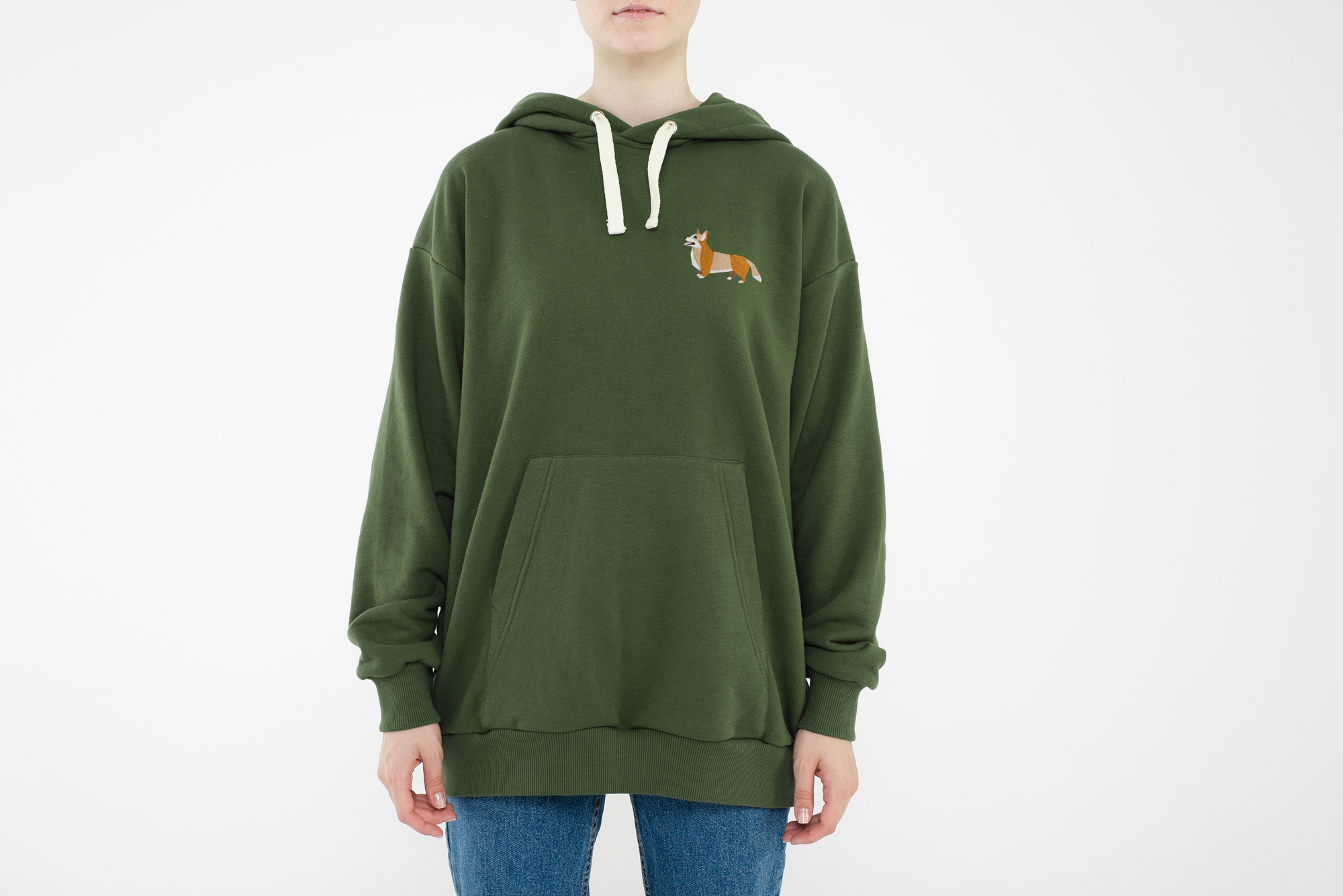 Corgi khaki hoodie