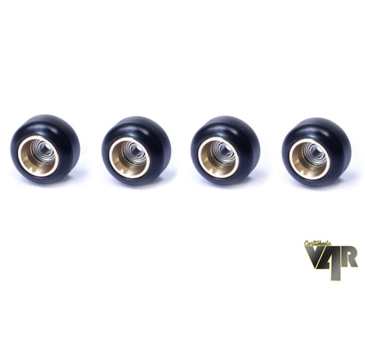 Колёса фингерборд Cartwheels Black Supers V4R With Aluminium Cores Gold (8.5mm)