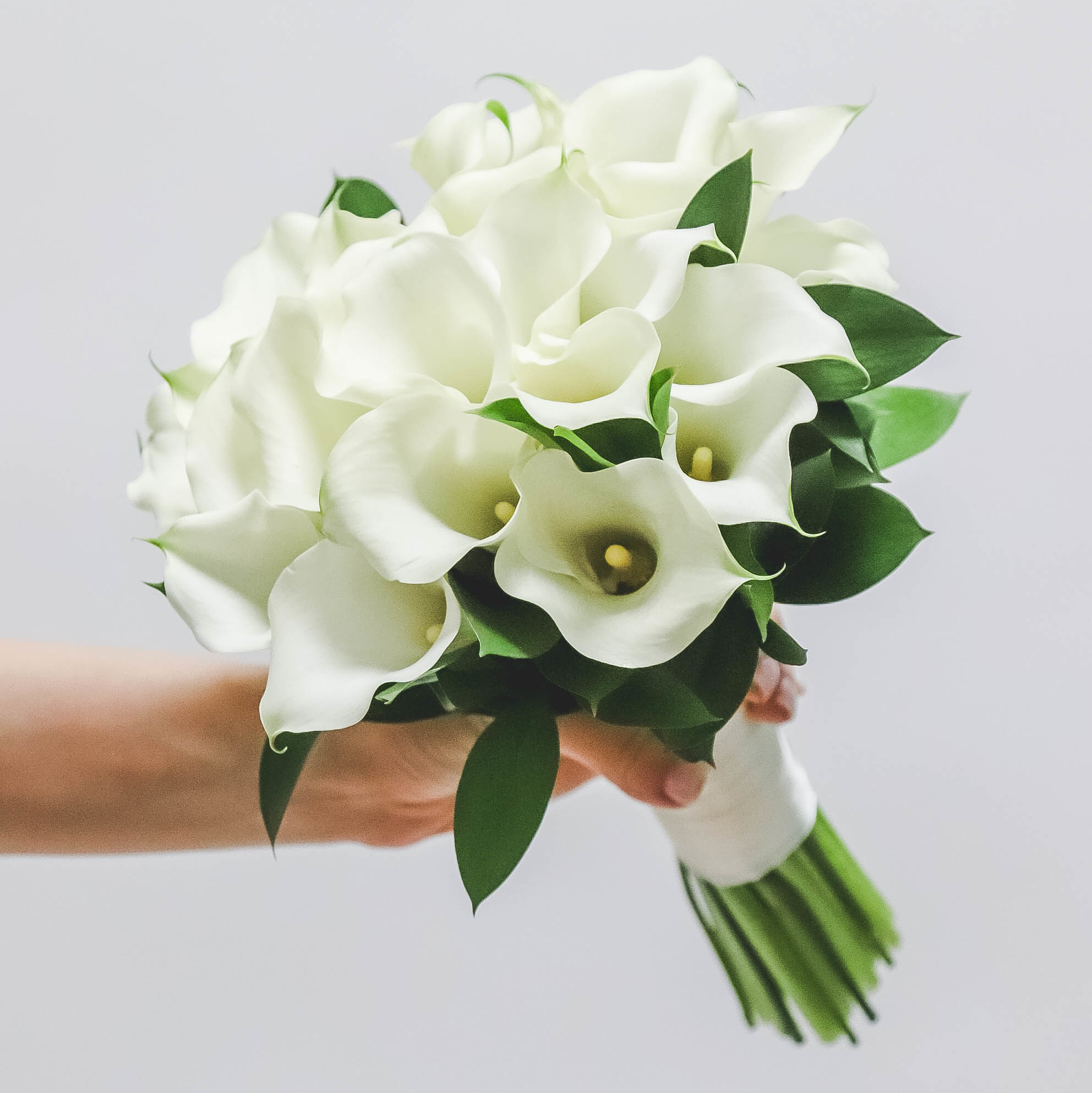 Свадебный букет из калл и рускуса WHITE GREEN