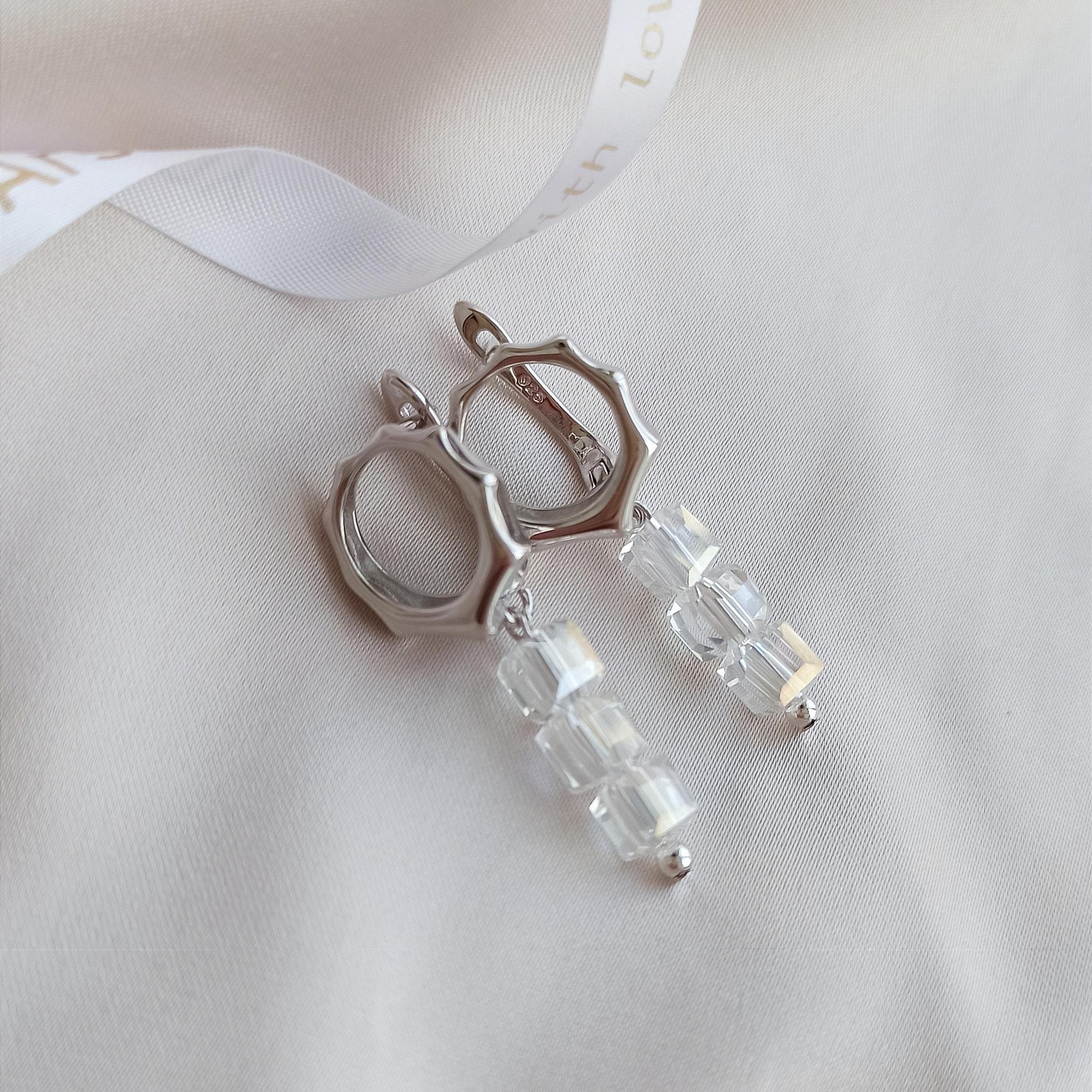 Серьги с хрусталем, Прозрачные кубы