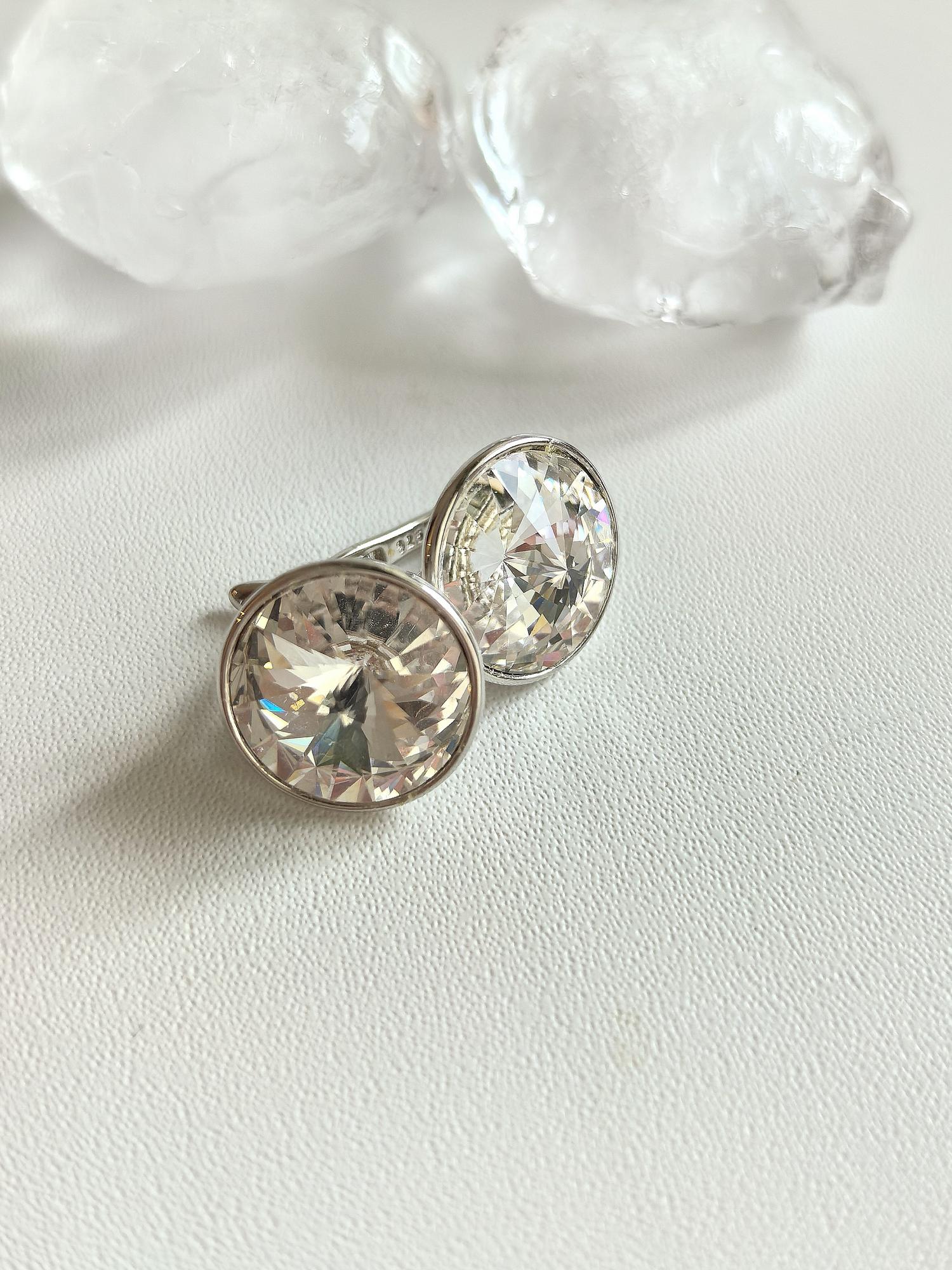 Серьги с кристаллами Сваровски Crystal, родий