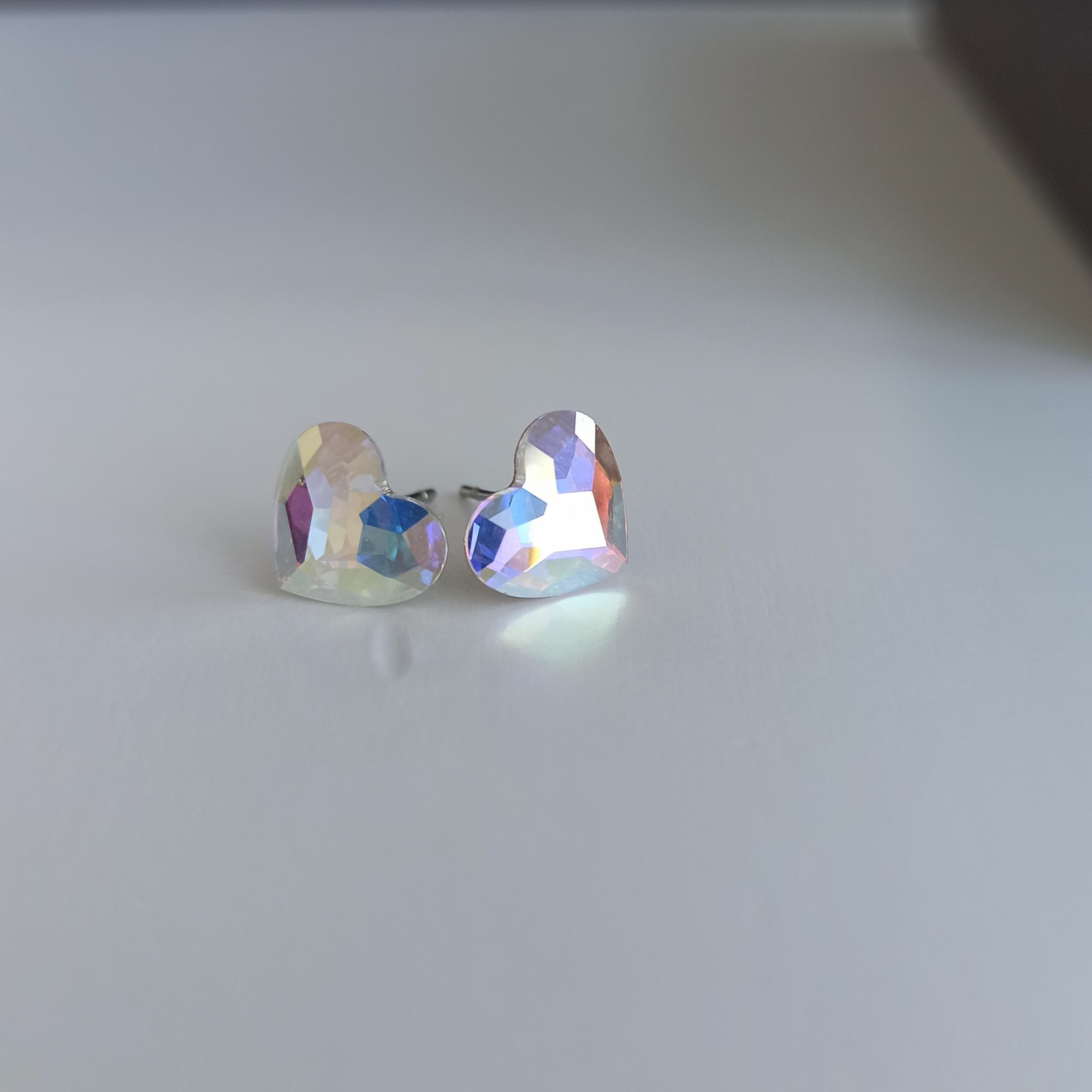 Пусеты Сваровски Сердце Crystal AB