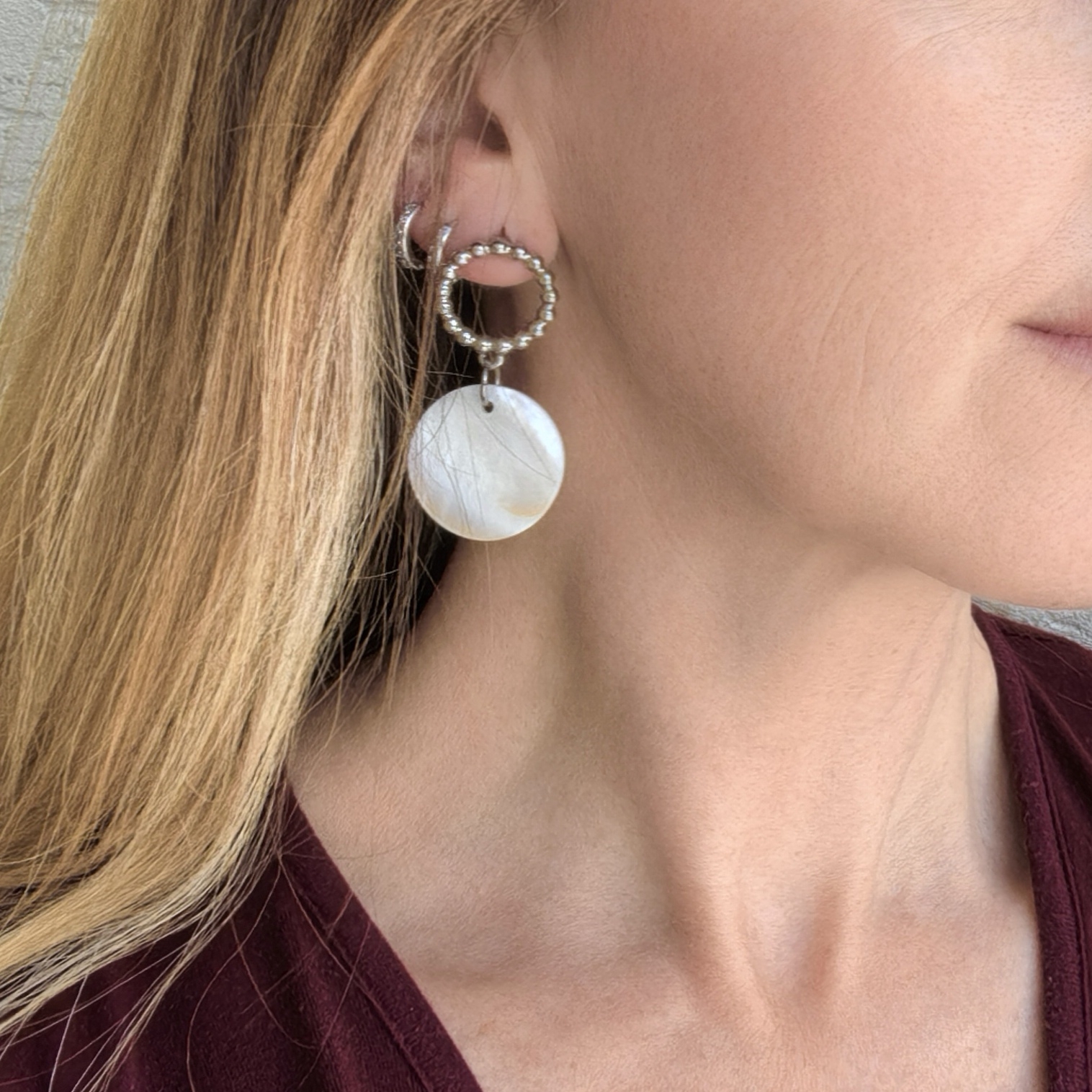 Серьги с белым перламутром