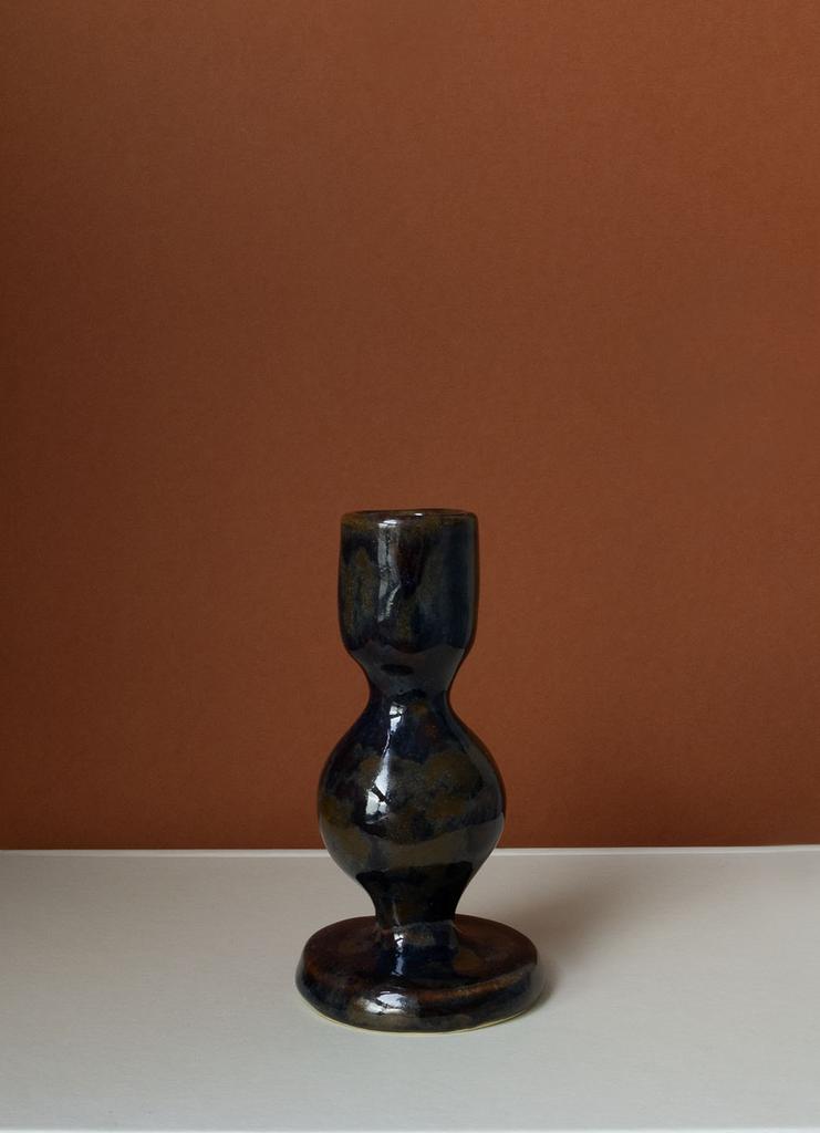 Подсвечник для столовой свечи керамический, синий