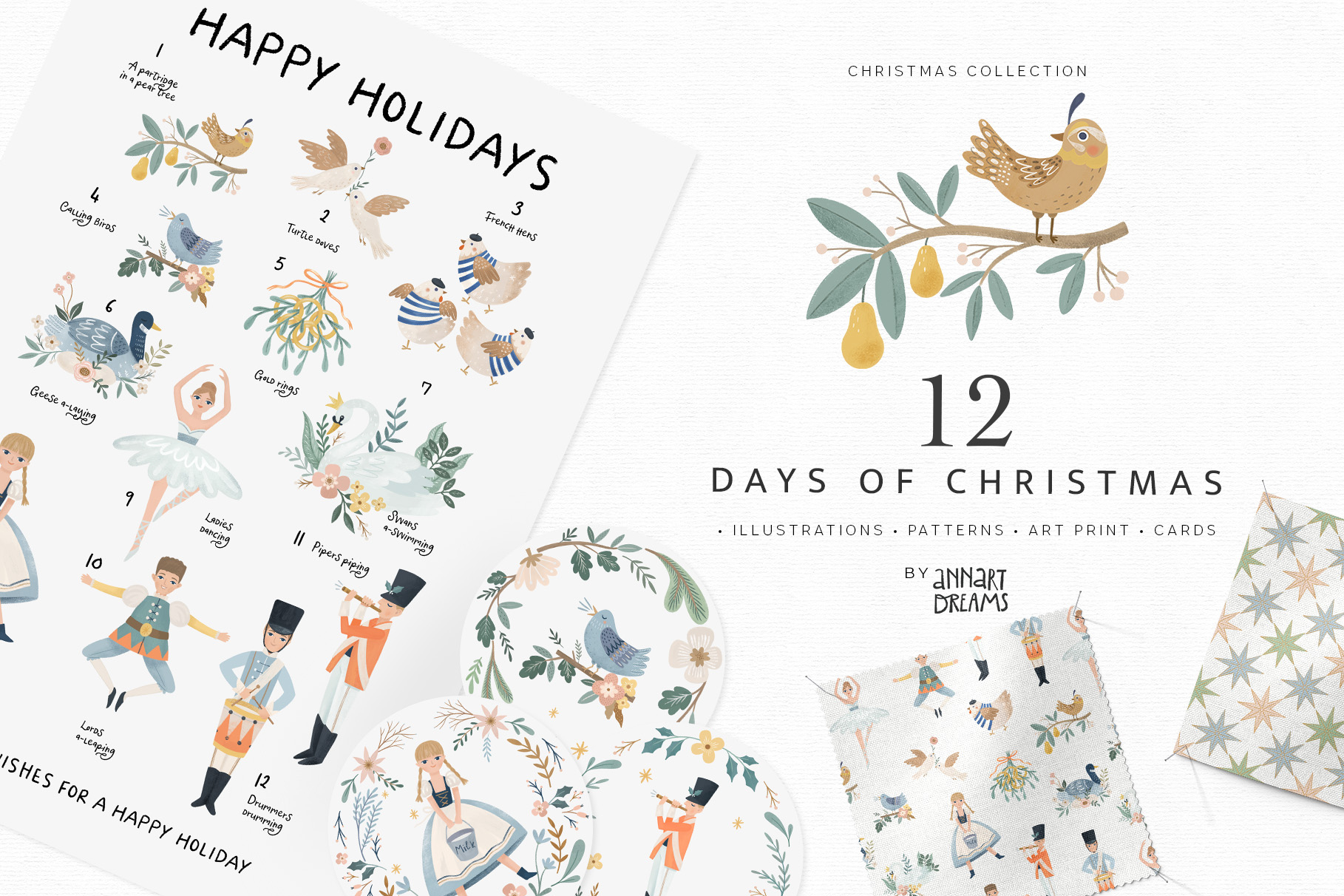 Christmas, kids, illustration, happy holiday, 12 days of Christmas