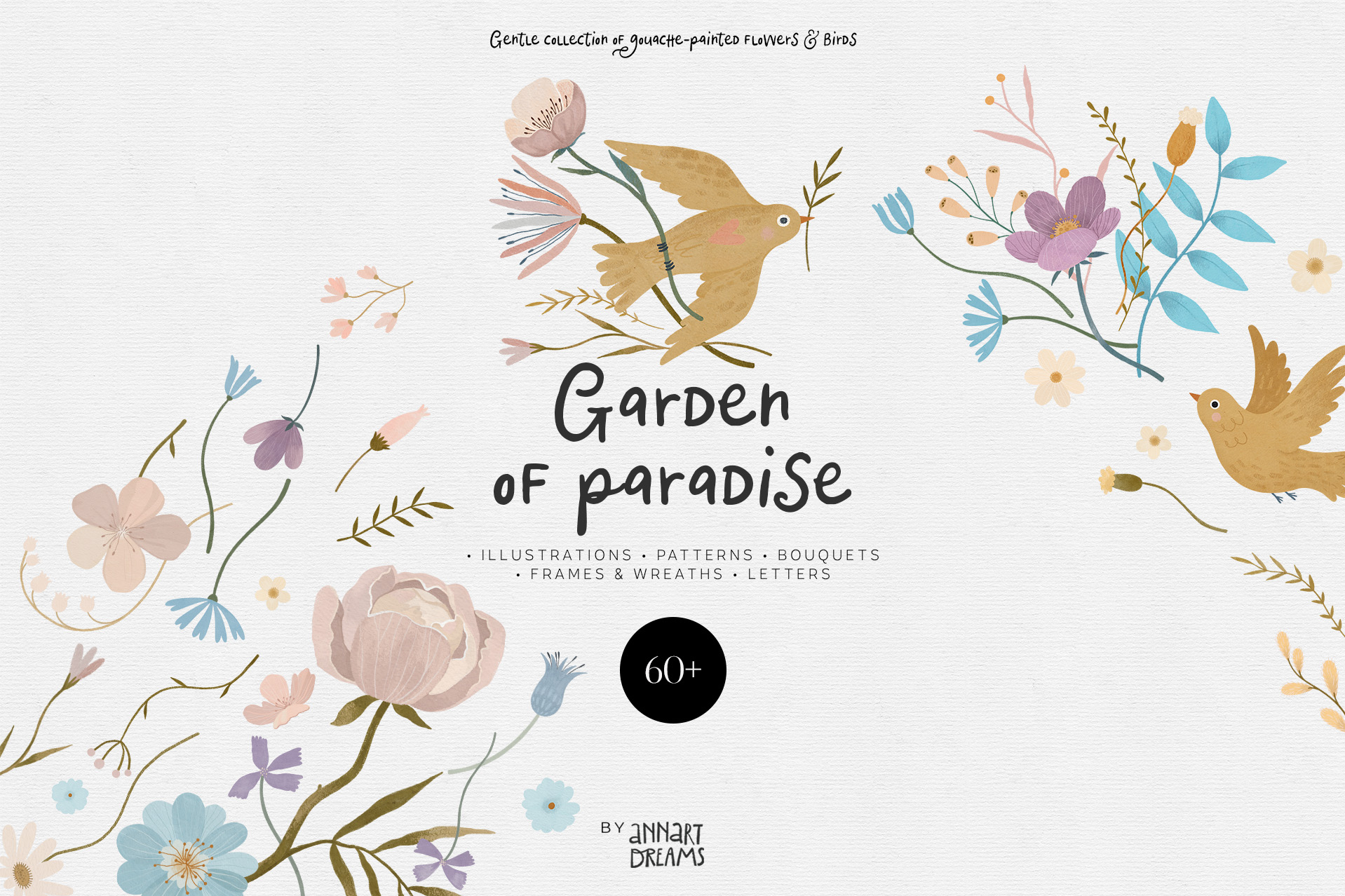 spring flowers, illustration, wildflower, bouquet, wedding, France, Provence, Monogram, pattern