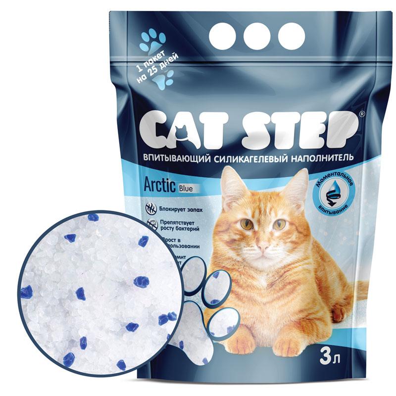 Наполнитель впитывающий силикагелевый CAT STEP Arctic Blue, 3,8 л