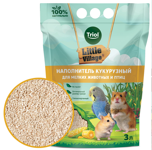 Triol Наполнитель кукурузный для мелких животных и птиц, 3л, серия LITTLE VILLAGE