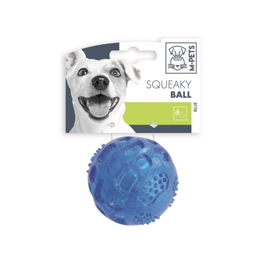M-PETS Игрушка для собак SQUEAKY мяч-пищалка, диаметр 6,3 см, цвет голубой