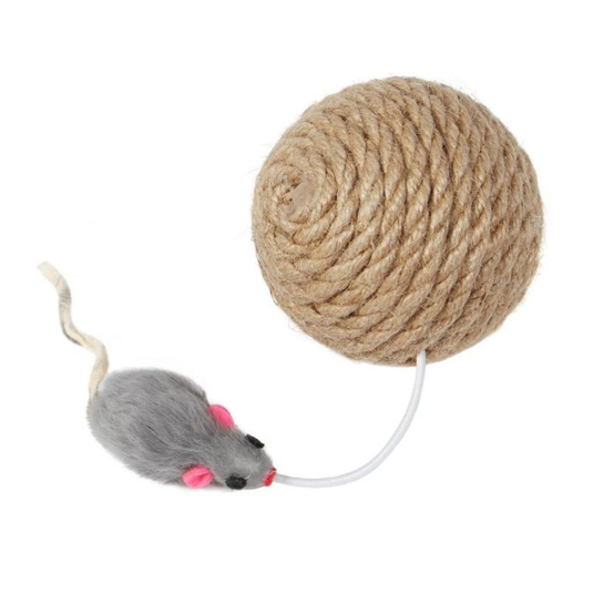 Rich Breed Шар-когтеточка джут с мышкой, диаметр 8 см