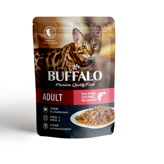 Mr.Buffalo Влажный корм пауч для кошек, лосось в соусе, 85 г
