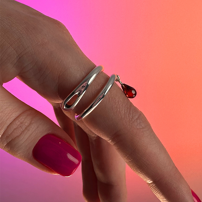 Кольцо "Игла" с гранатом