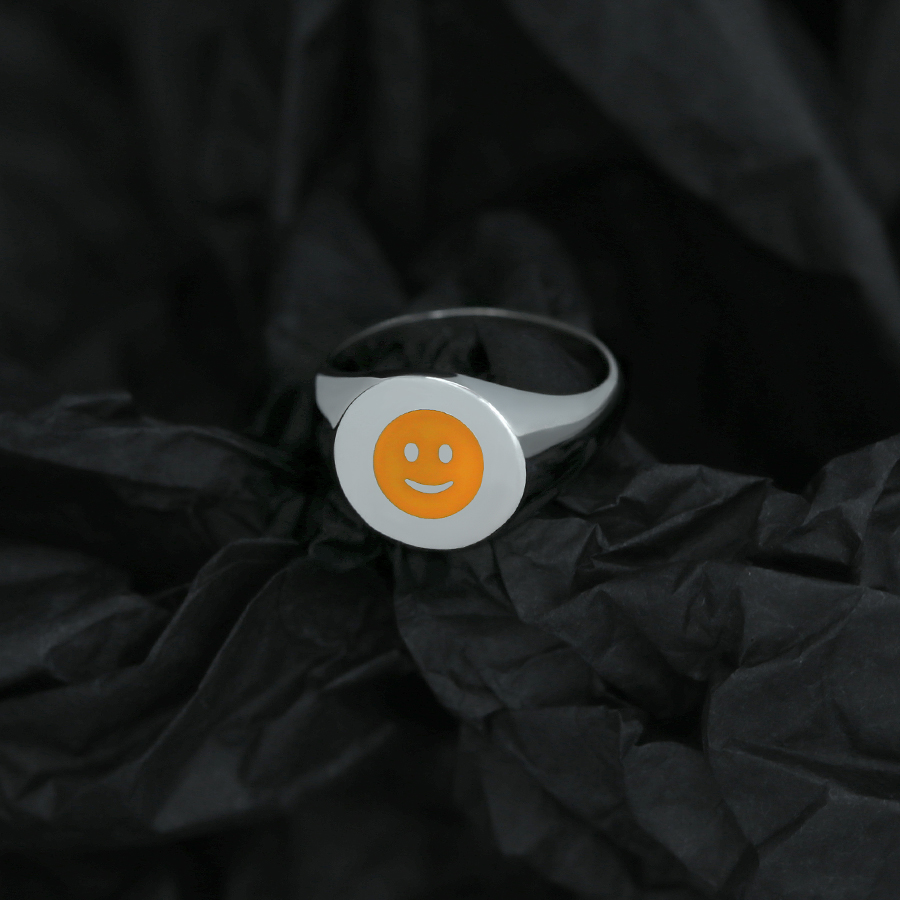 Кольцо печатка с эмодзи "Смайлик"