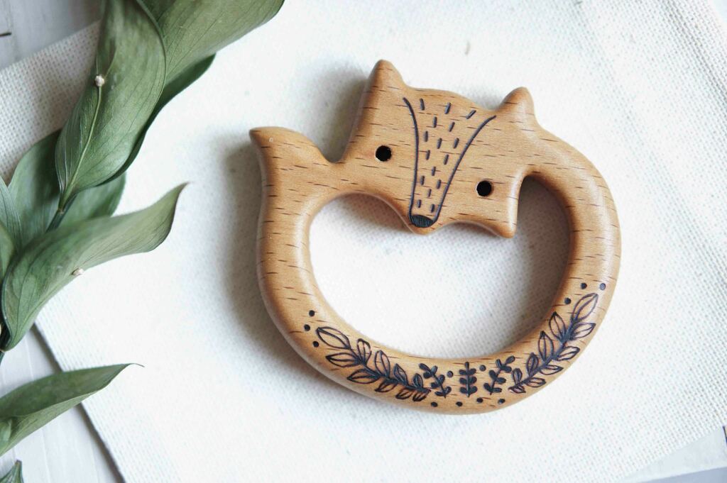 Wooden teether fox