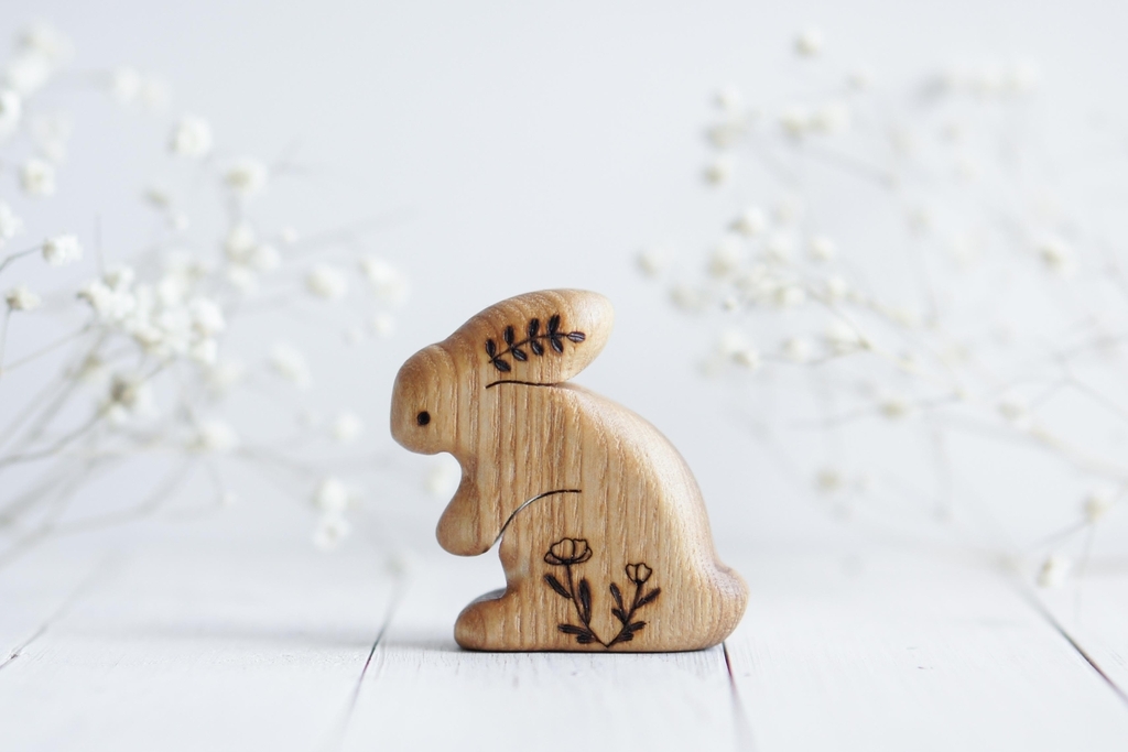 Wooden bunny toy №3 (natural)