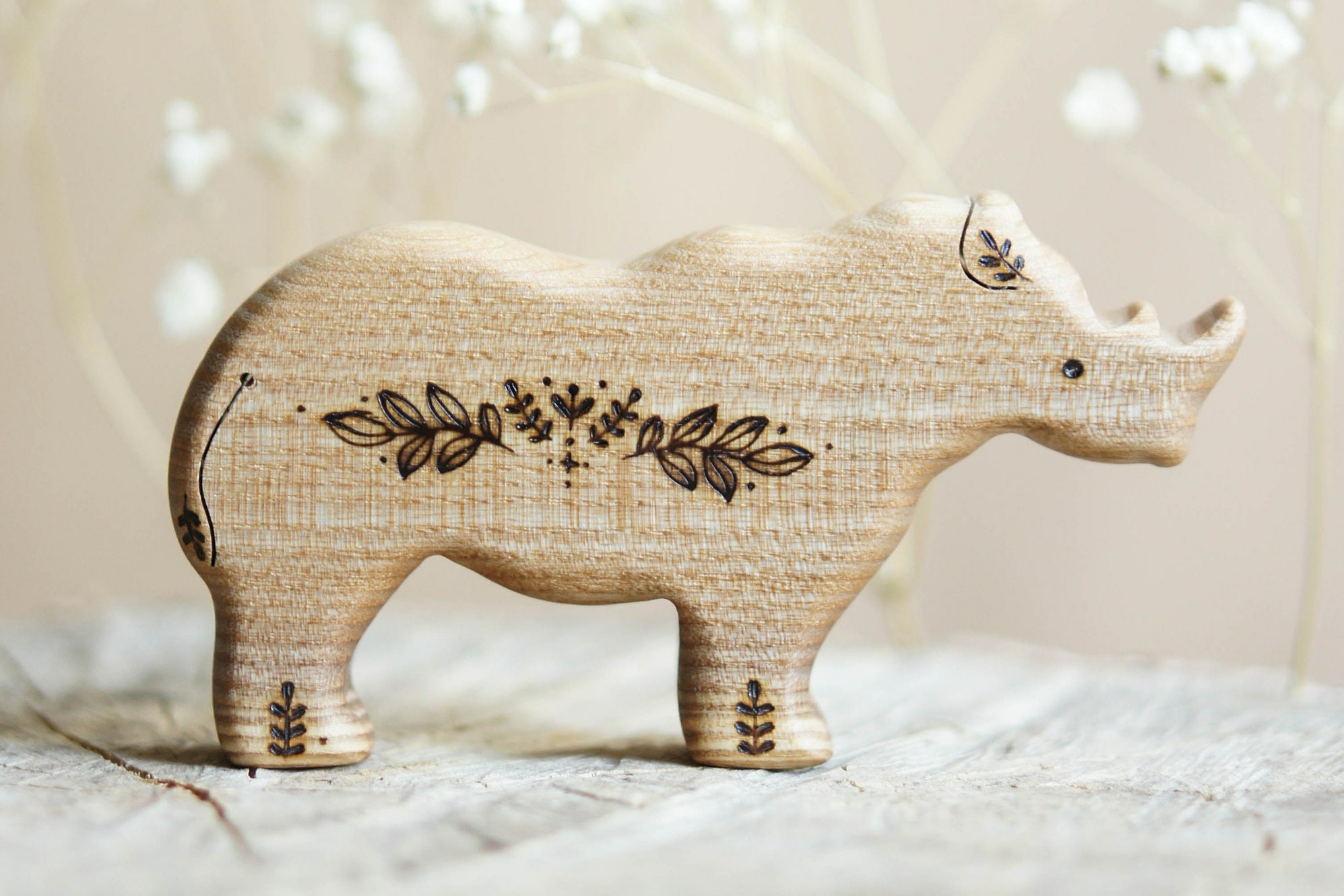 Wooden rhino toy