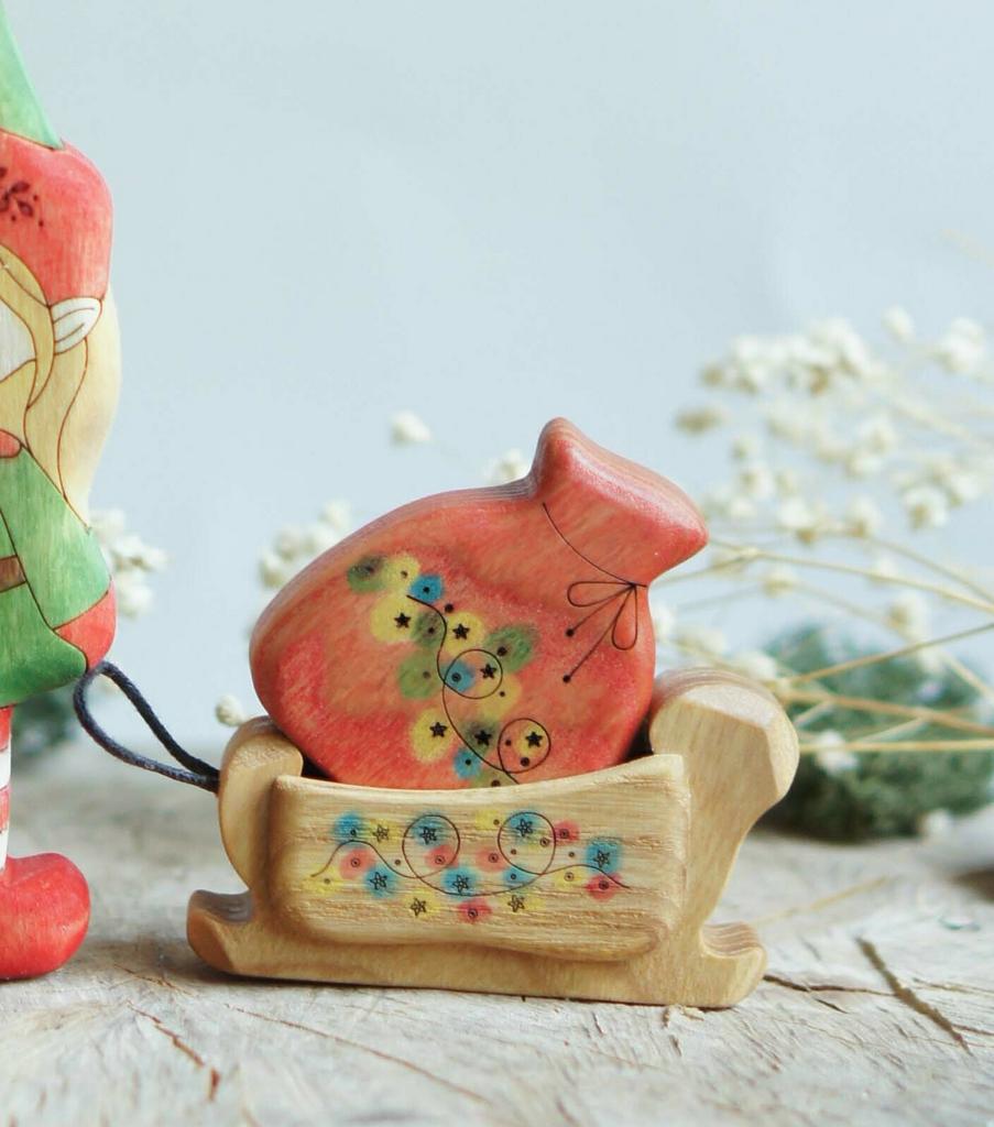 Bag of gifts with a garland