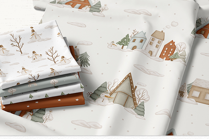 Коллекция "Рождественское время" - детские иллюстрации, открытки и паттерны