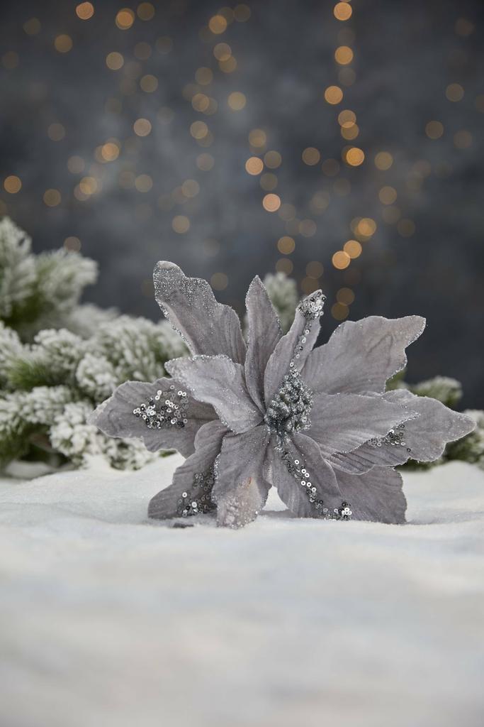 Новогодний декор - Снежная Азалия - Серебряная