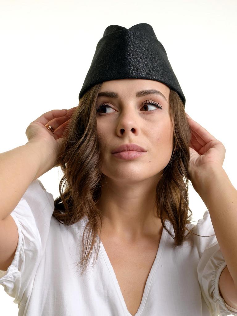 Л25-29 шляпа ПИЛОТКА черный блеск