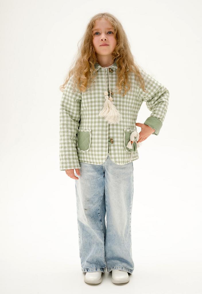 С25-2 жакет стеганный для девочки зеленый