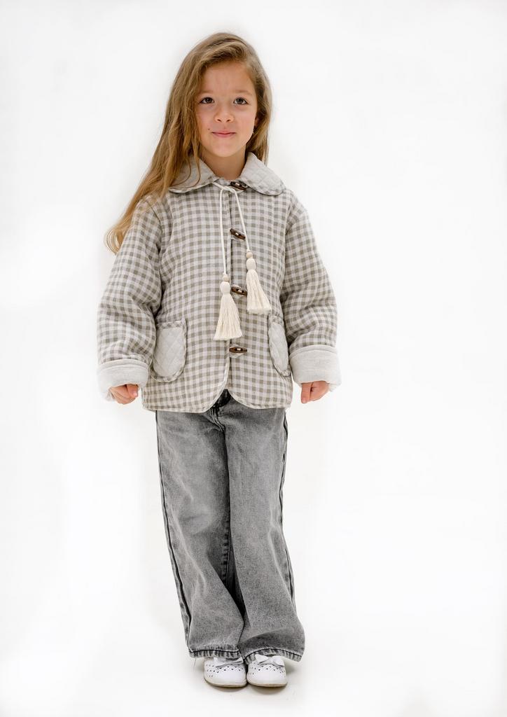 С25-3 жакет стеганный для девочки клеточка