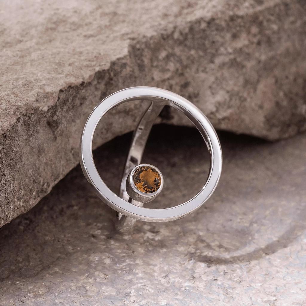 Кольцо Сфера с цитрином (Ag 925)